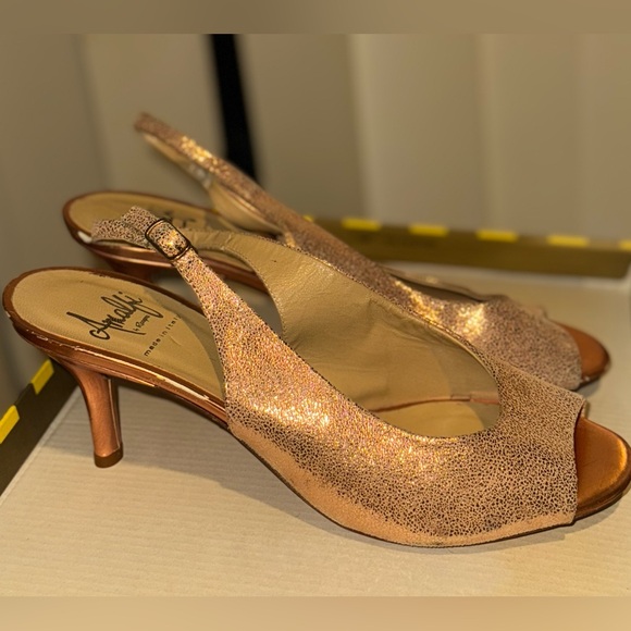 Amalfi Shimmering Rose Gold/Copper Slingback Heels - Picture 1 of 12